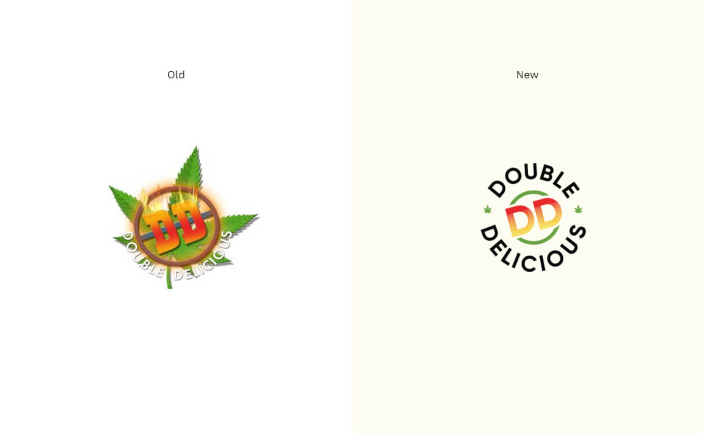 Double Delicious Cannabis Branding - New vs Old Logo