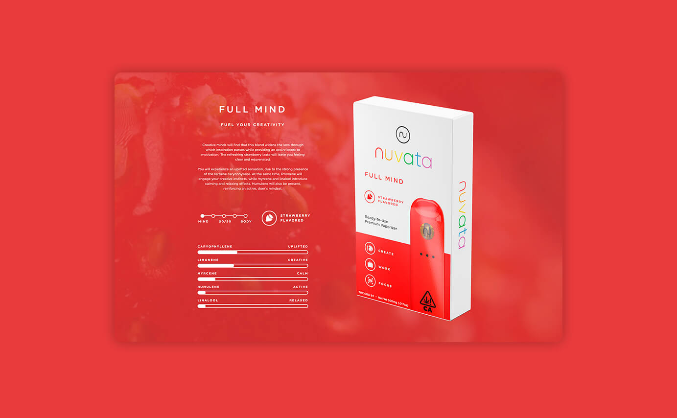 Nuvata Cannabis Vaporizer Web Design - Full Mind Section