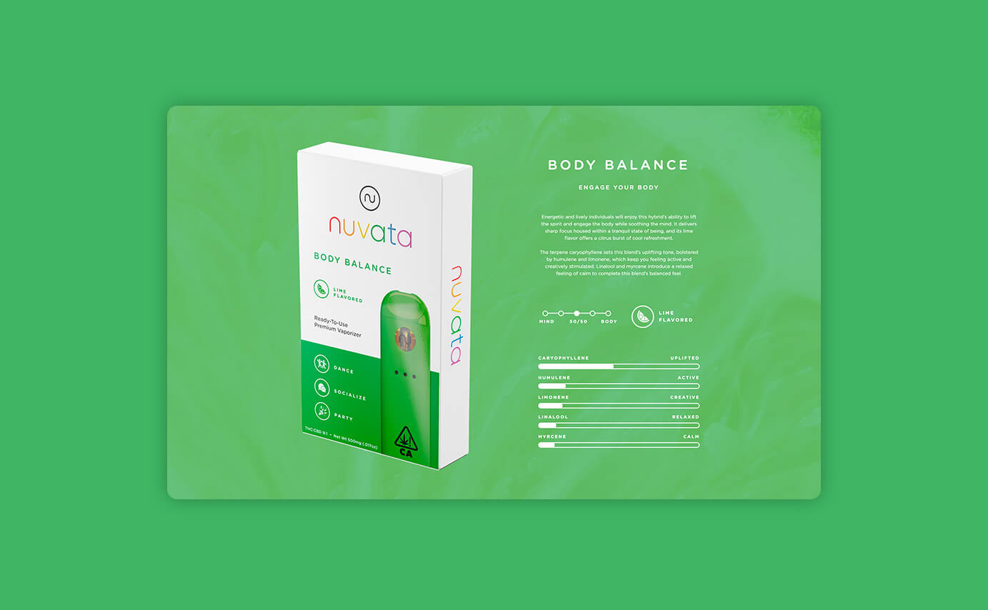 Nuvata Cannabis Vaporizer Web Design - Body Balance Section