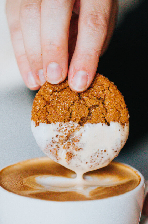 Dipping McDole Brothers Cookie in Coffee