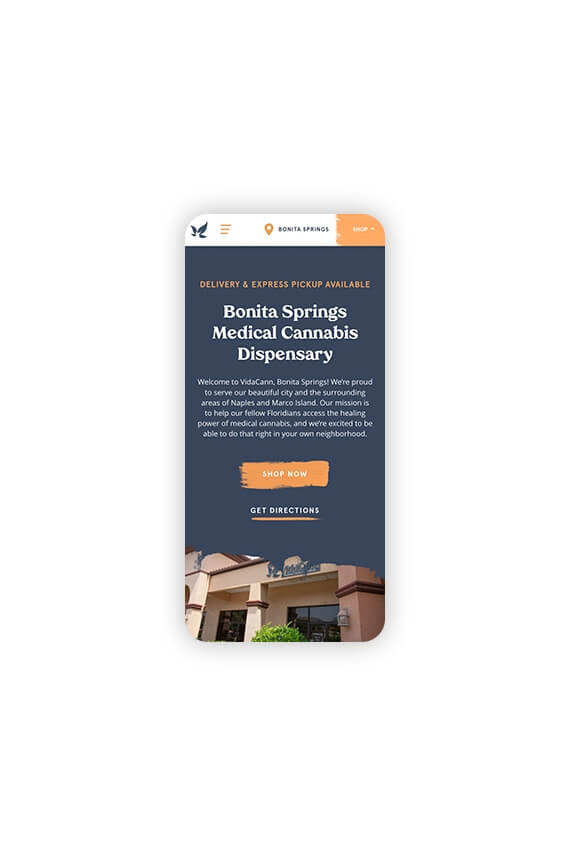 VidaCann Cannabis Dispensary Website Design - Specials Page Mobile Optimized