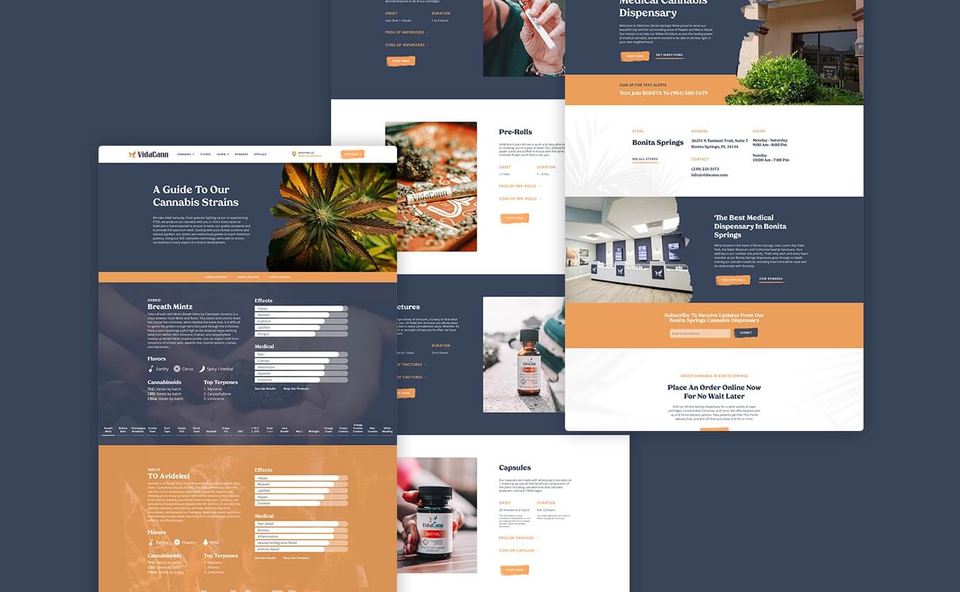 VidaCann Cannabis Dispensary Website Design - Full Homepage