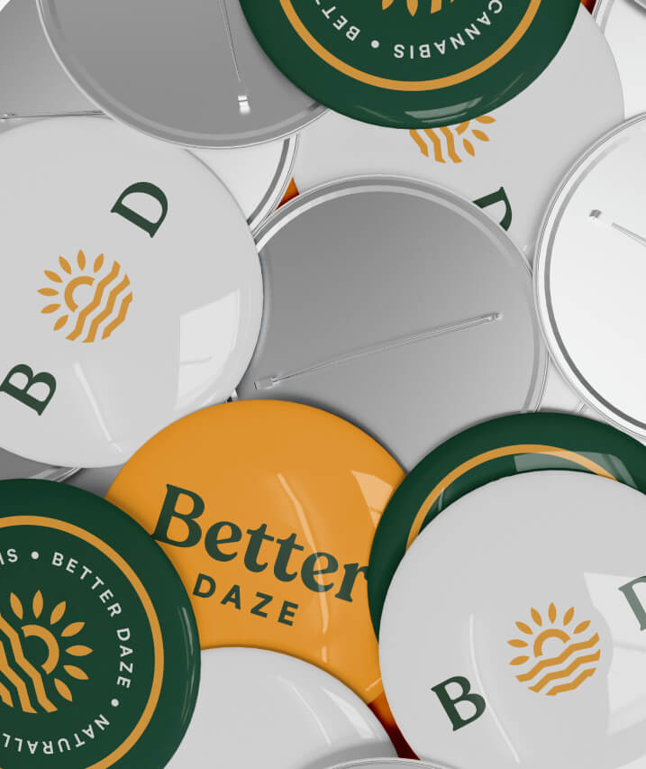 Better Daze Cannabis Branding - Logo on Pins