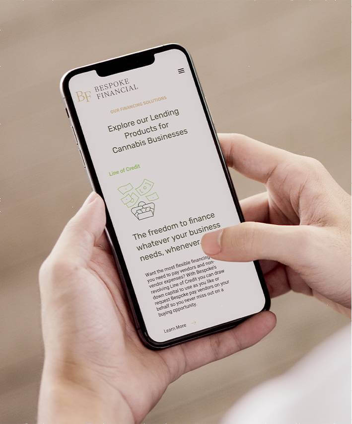 Bespoke Financial Cannabis Branding - iPhone Website Design