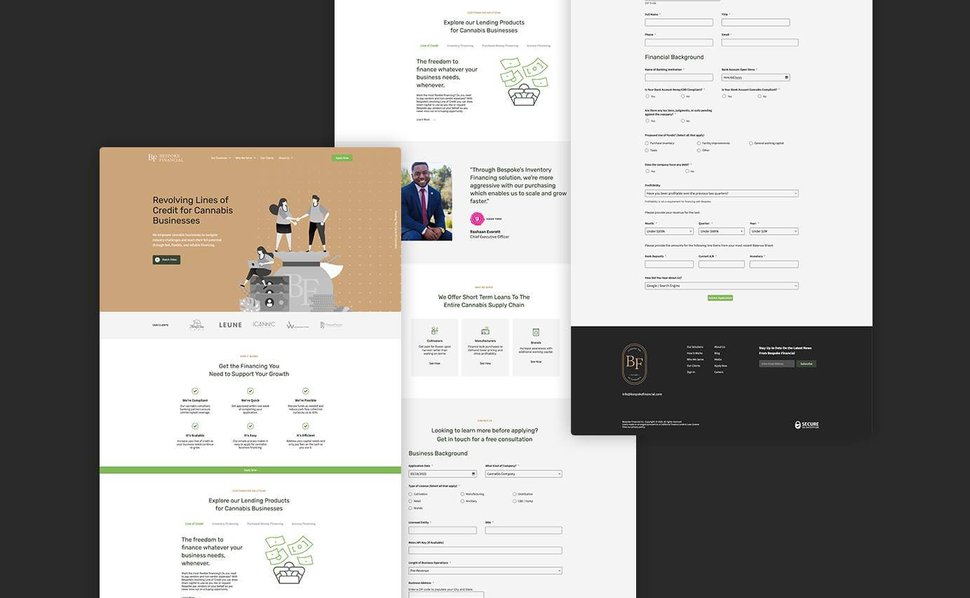Bespoke Financial Cannabis Website Design - Full Home Page