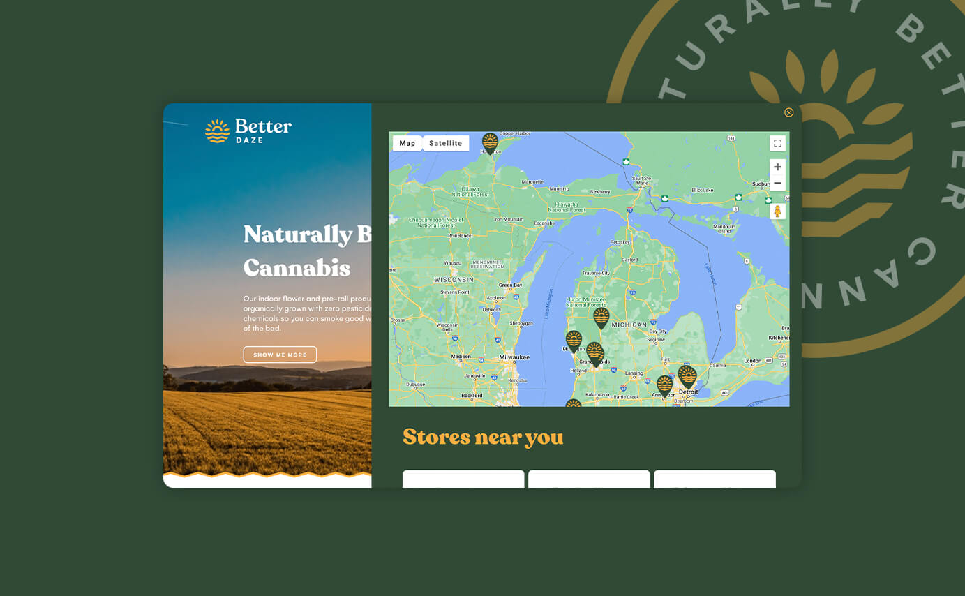 Better Daze Cannabis Website Design - Find Location Popup