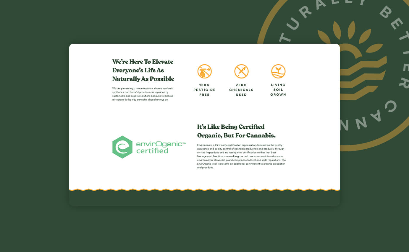 Better Daze Cannabis Website Design - Certification & Pesticide Section