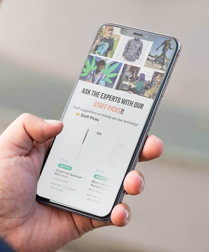 Breeze Dispensary Website Design - Staff Picks Dutchie Carousel
