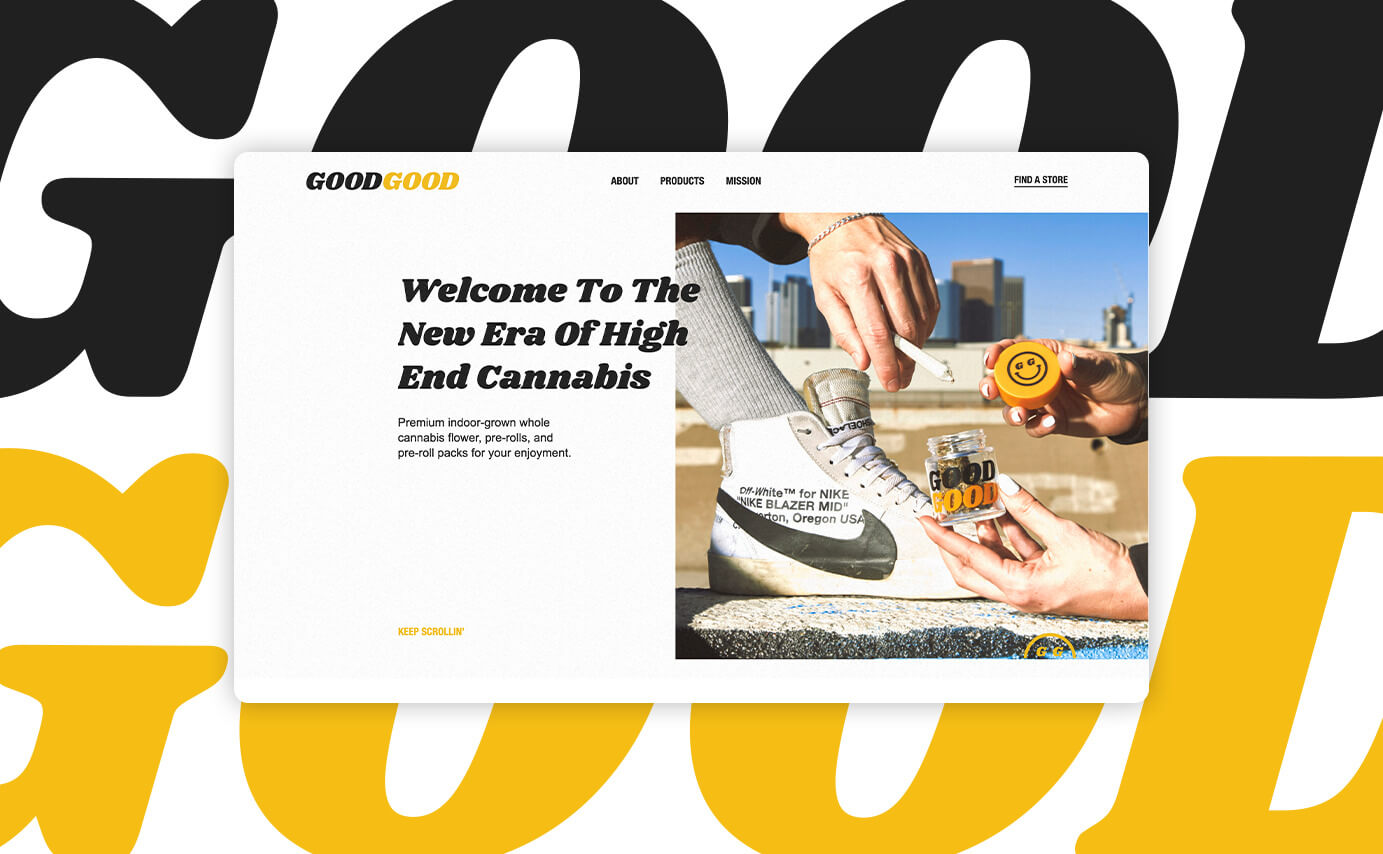 GoodGood Cannabis Website Design - Top of Homepage