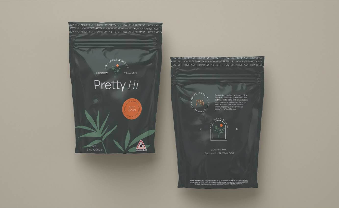 Pretty Hi Cannabis Branding | Marijuana Mylar Bag Design
