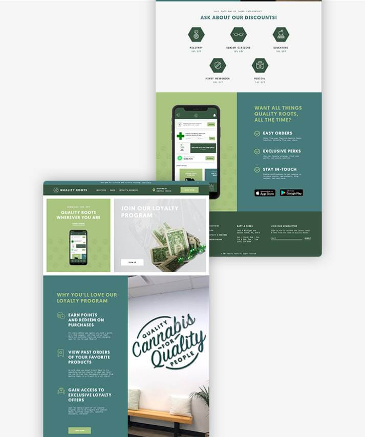 Quality Roots Cannabis Dispensary Website Design - Loyalty & Rewards Page