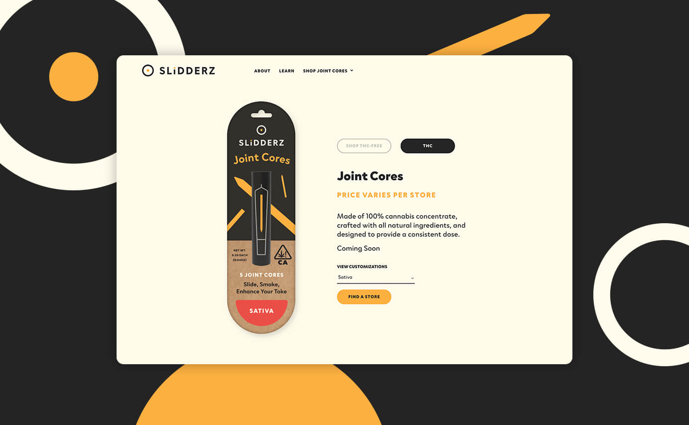 Slidderz Cannabis Website Design - Shop Product Page