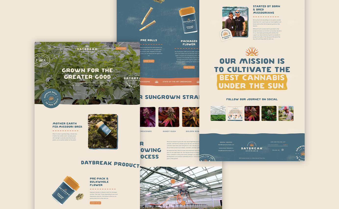 Daybreak Cannabis Website Design - Full Home Page