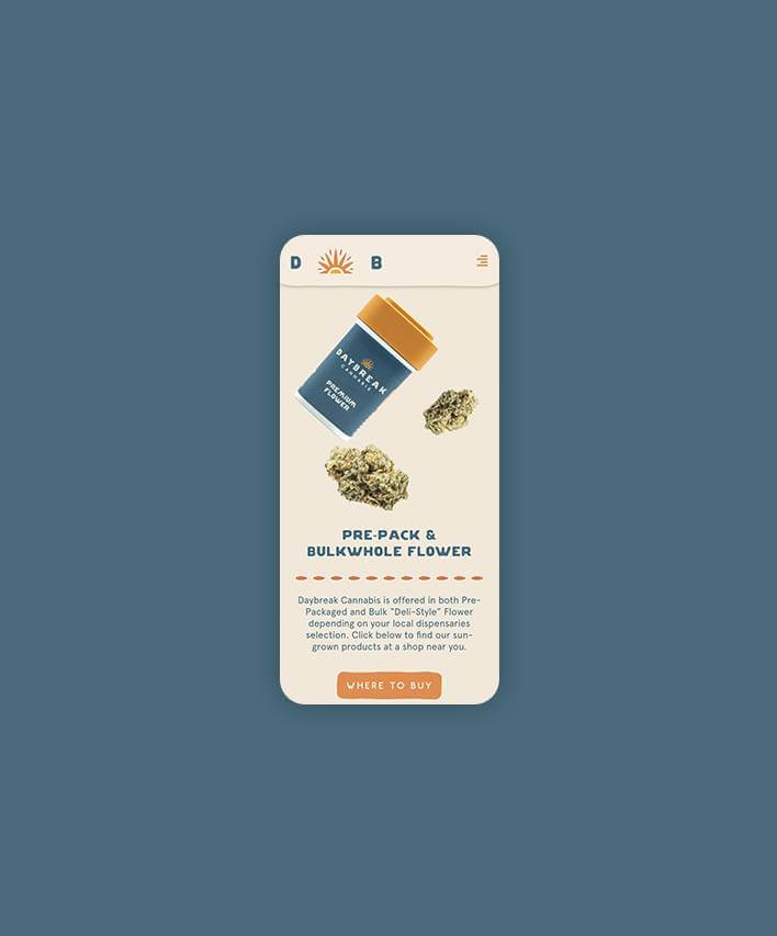 Daybreak Cannabis Website Design - Mobile Homepage Design