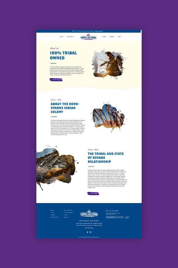 Three Nations Cannabis Website Design - Full About Page