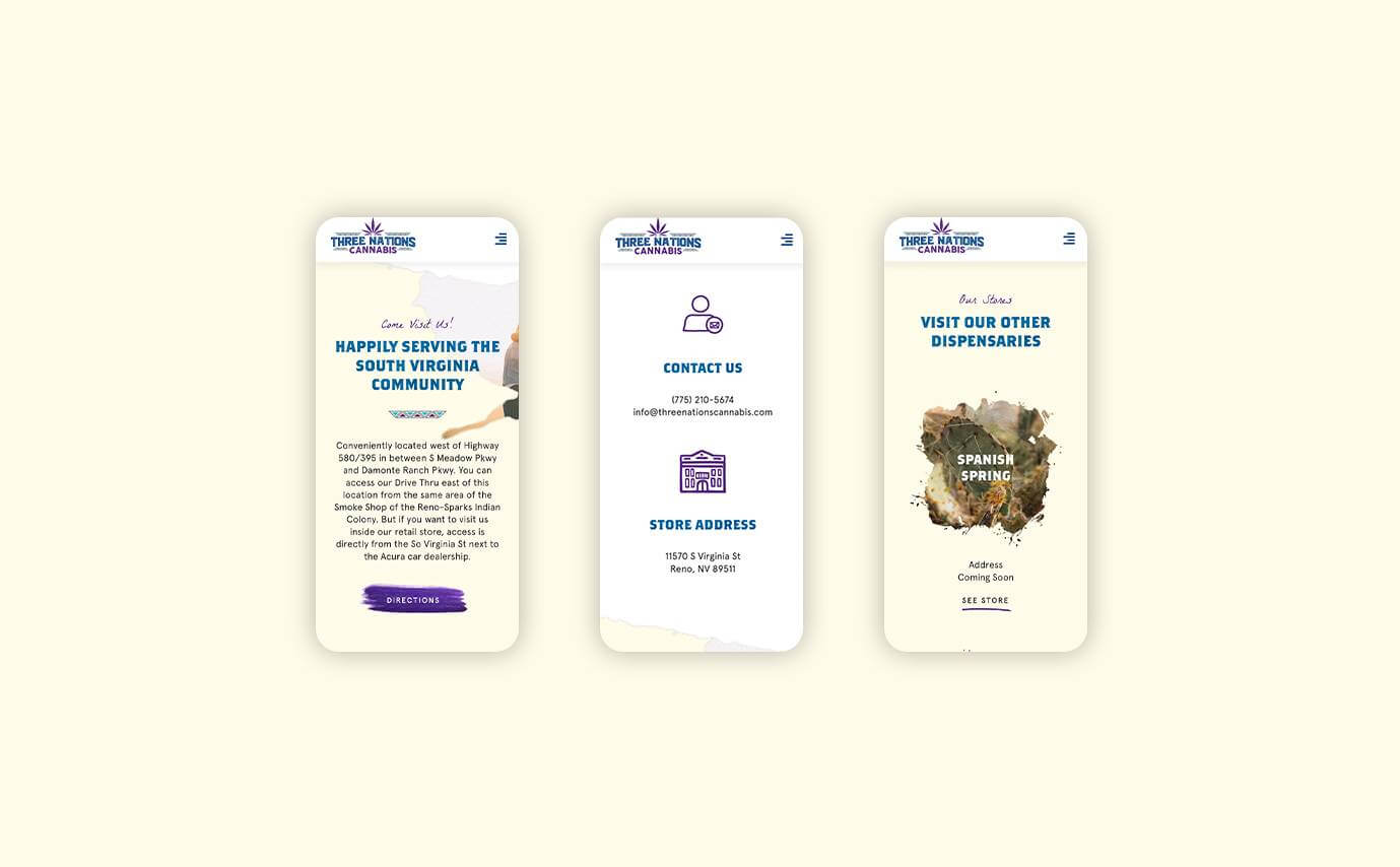 Three Nations Cannabis Website Design - Mobile Development