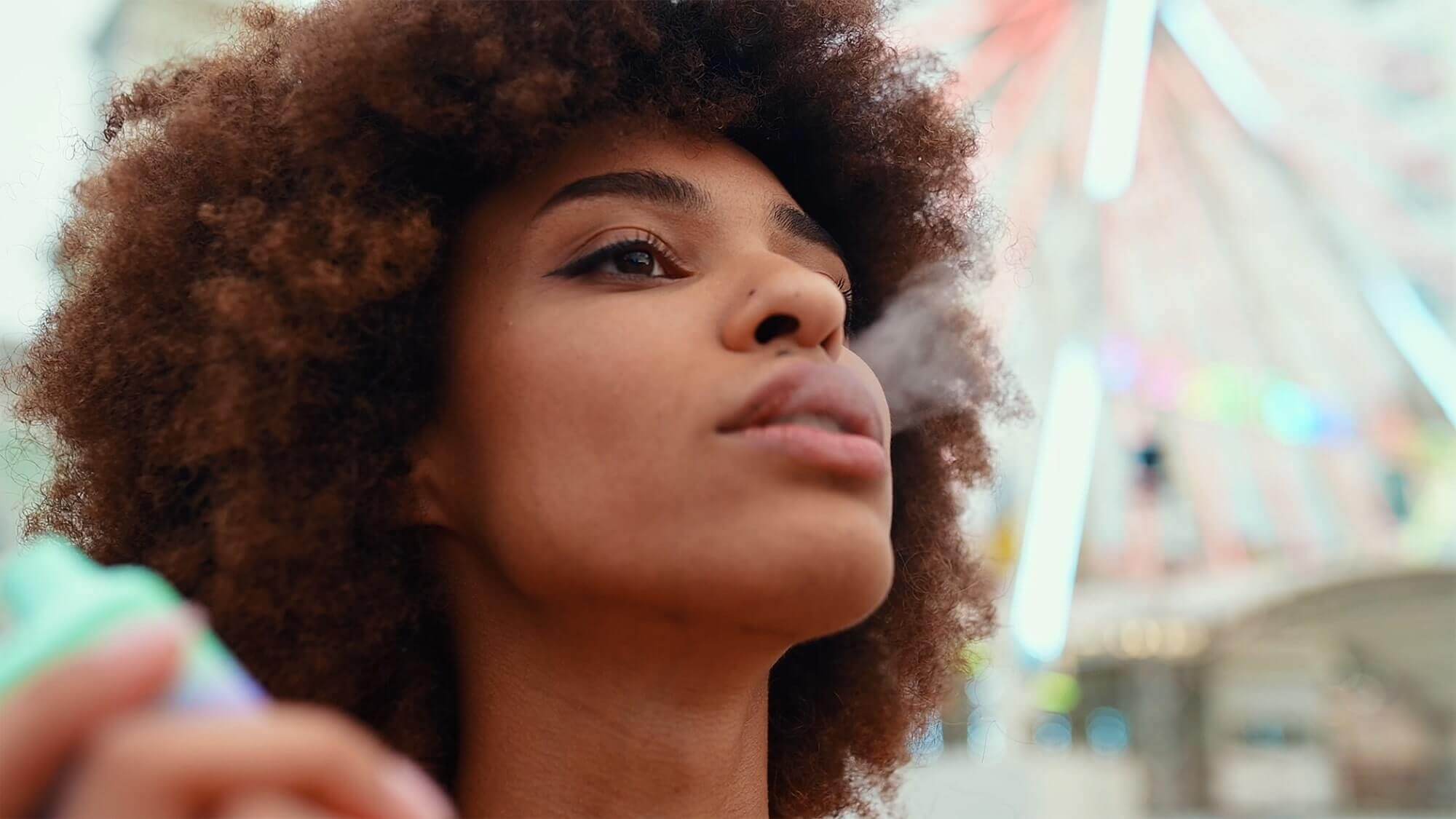 Woman smoking cannabis